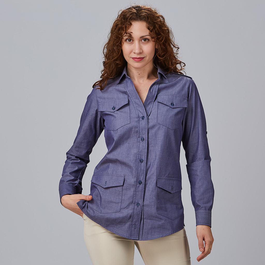 [240014-104-XS] CAMISA MUJER ALGODÓN MANGA ROLL UP DANIELA 240014 (XS)