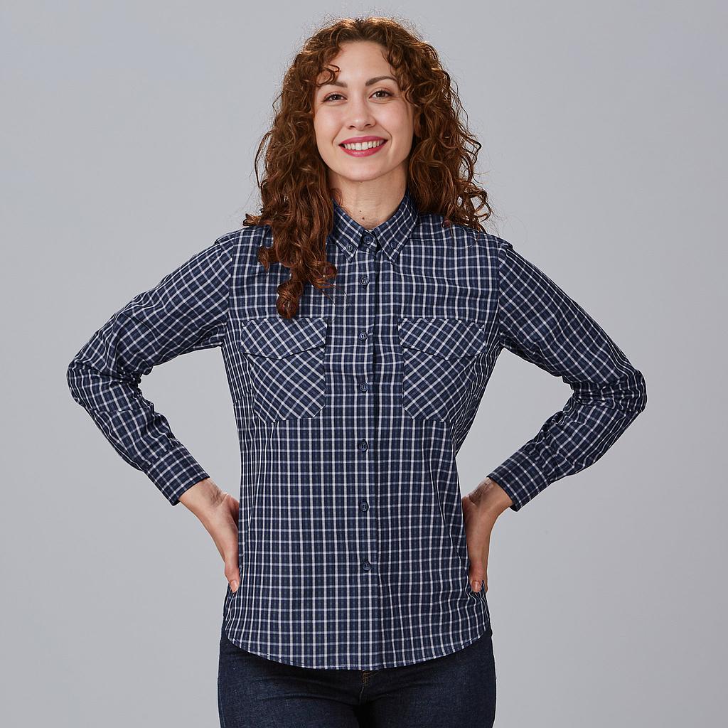 [240025-295-XS] CAMISA MUJER CUADROS SEMI AJUSTADA CATERINA 240025 (XS, 295 CUADRO MARINO)