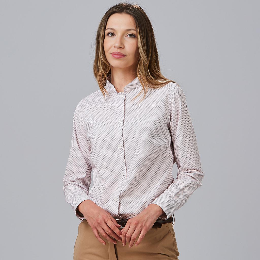 [240026-1137-XS] CAMISA MUJER ALGODÓN CUELLO MAO ESTAMPADO BANDERAS VIOLA 240026 (XS)