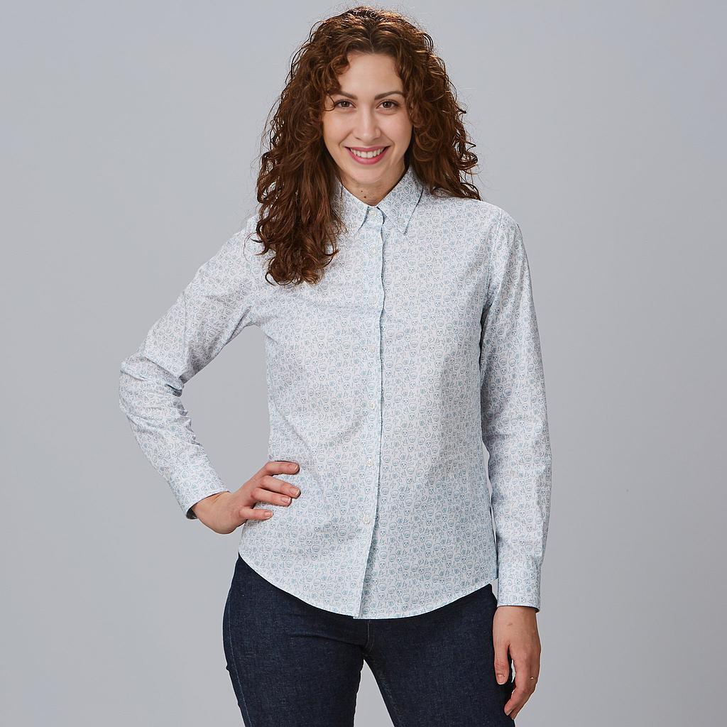 [240028-1136-XS] CAMISA MUJER ESTAMPADO CALAVERAS CELESTE POPELÍN GIORGIA 240028 (XS)
