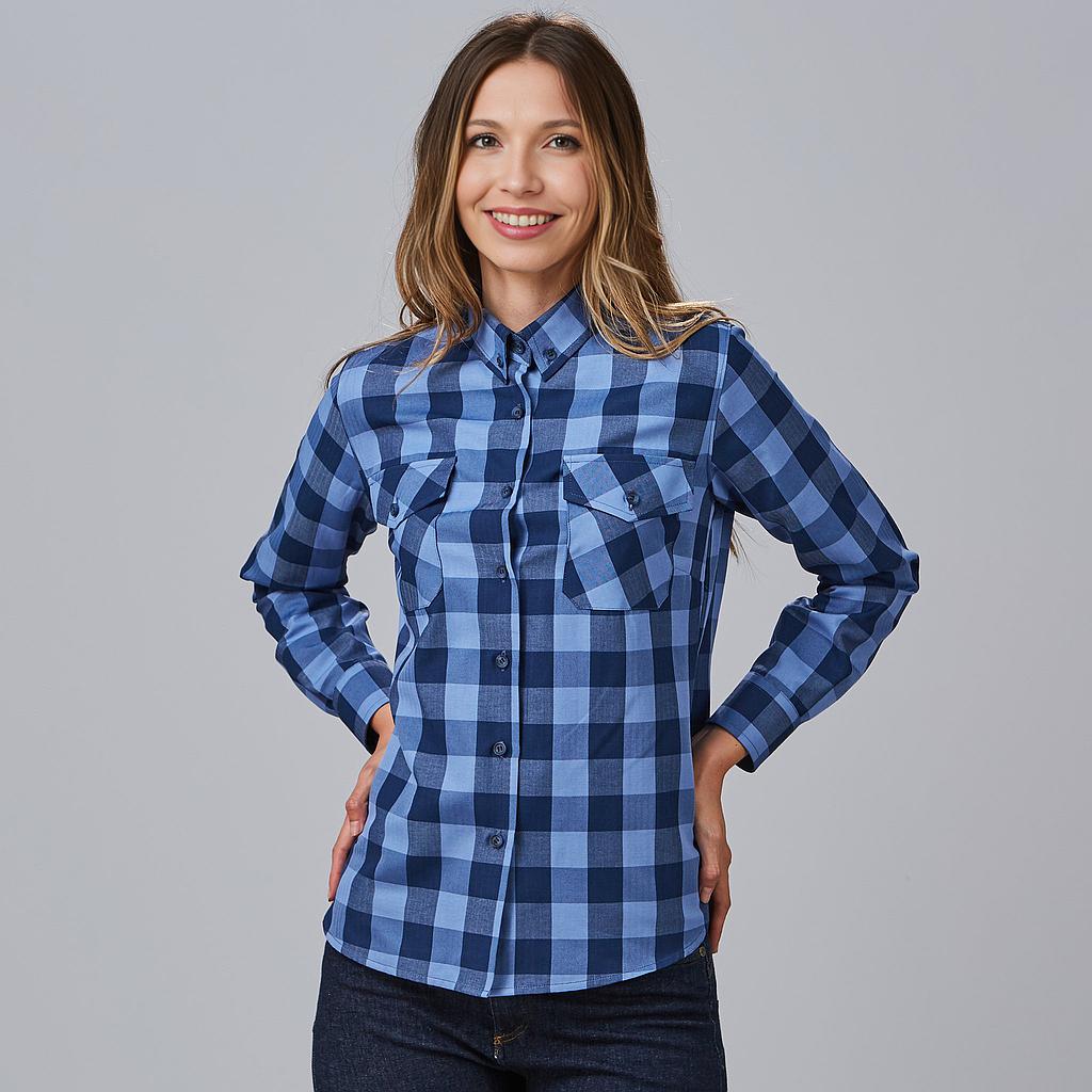 [240029-297-XS] CAMISA MUJER ELEGANTE FUNCIONAL ALICE 240029 (XS, 297 CUADRO CELESTE-MARINO)