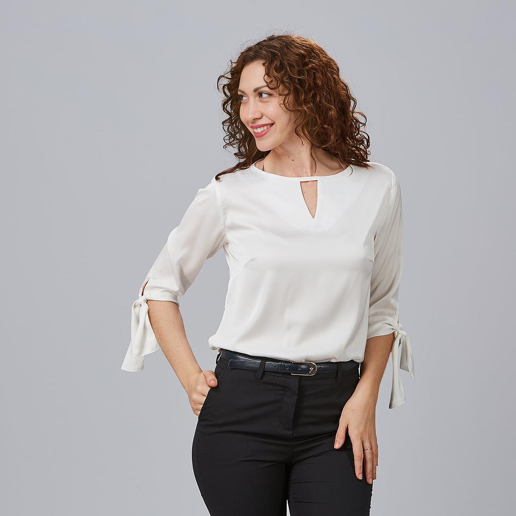 [243100-101-XS] BLUSA SATÉN ELASTANO MANGA SEMI CON LAZO OLIVIA 243100 (XS)