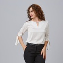 BLUSA SATÉN ELASTANO MANGA SEMI CON LAZO OLIVIA 243100
