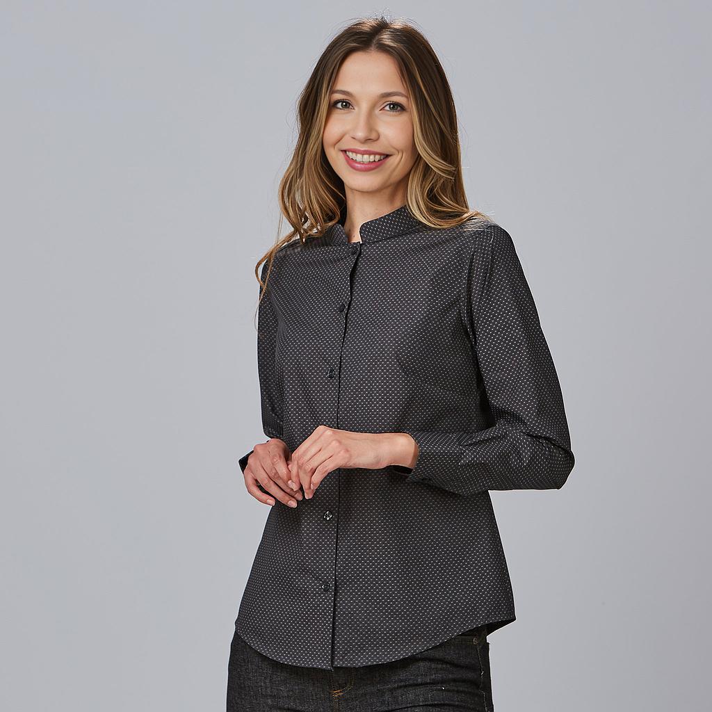 [243400-1122-XS] CAMISA MUJER MANGA LARGA CUELLO MAO POPELÍN ESTAMPADO GRETA 243400 (XS)