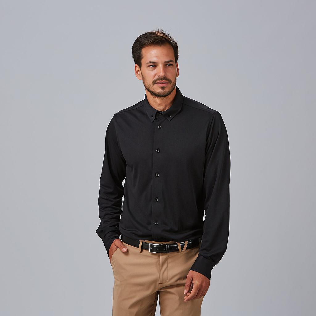 [260016-001-XS] CAMISA SLIM FIT AIR DRY SALVATORE 260016 (XS, 1 NEGRO)
