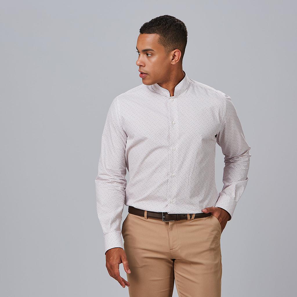 [260028-1137-XS] CAMISA ALGODÓN ESTAMPADO BANDERAS CUELLO MAO VITO 260028 (XS)
