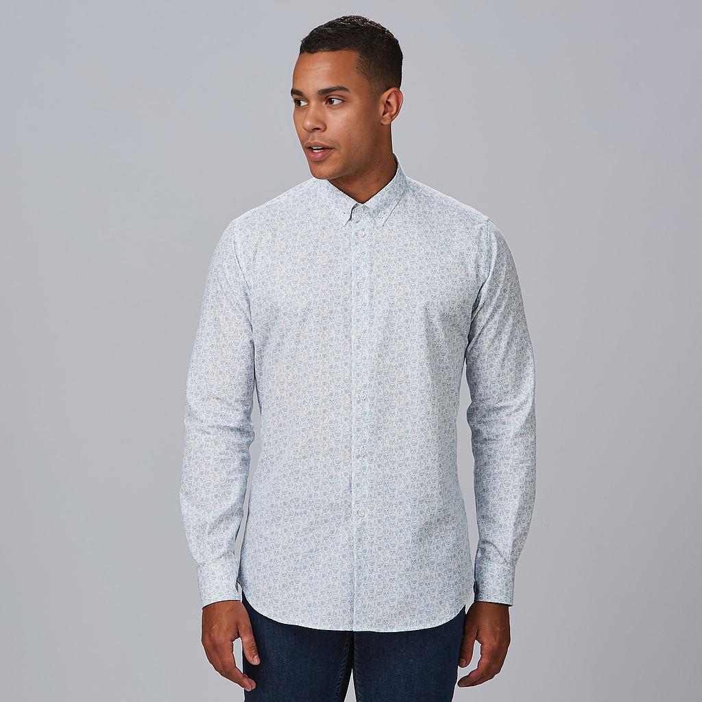 [260031-1136-XS] CAMISA ALGODÓN ESTAMPADO CALAVERAS SLIM FIT FILIPPO 260031 (XS)