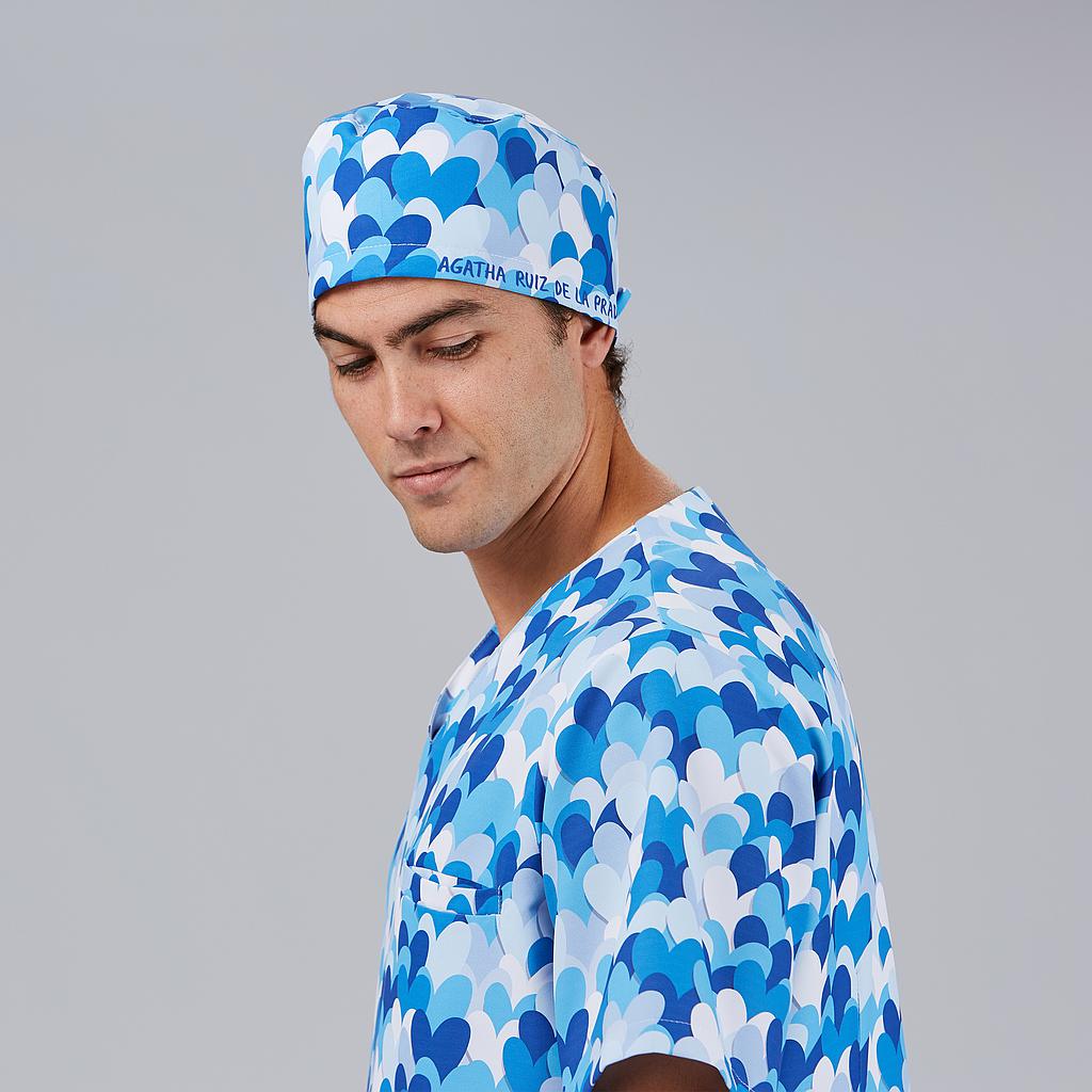 [400007-5146-UD] GORRO CIRUJANO ESTAMPADO AJUSTABLE AGATHA 400007 (5146 CUORE AZUL)