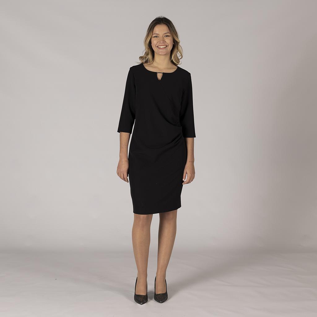 [550003-001-XS] VESTIDO DRAPEADO ELEGANTE TRIVIAL 550003 (XS, 1 NEGRO)