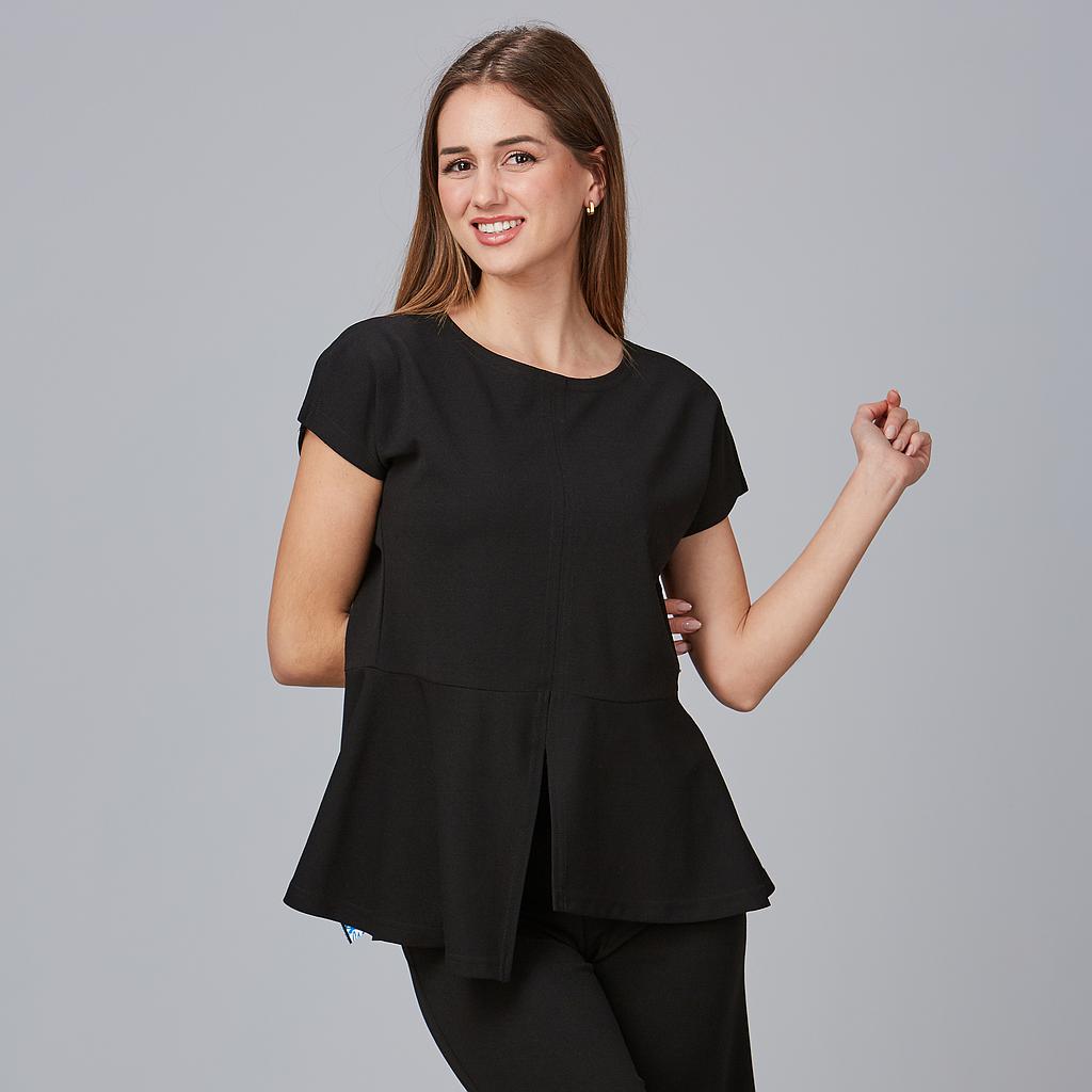 [600026-001-XS] BLUSA MUJER MANGA CORTA CON VUELO VEZA 600026 (XS)