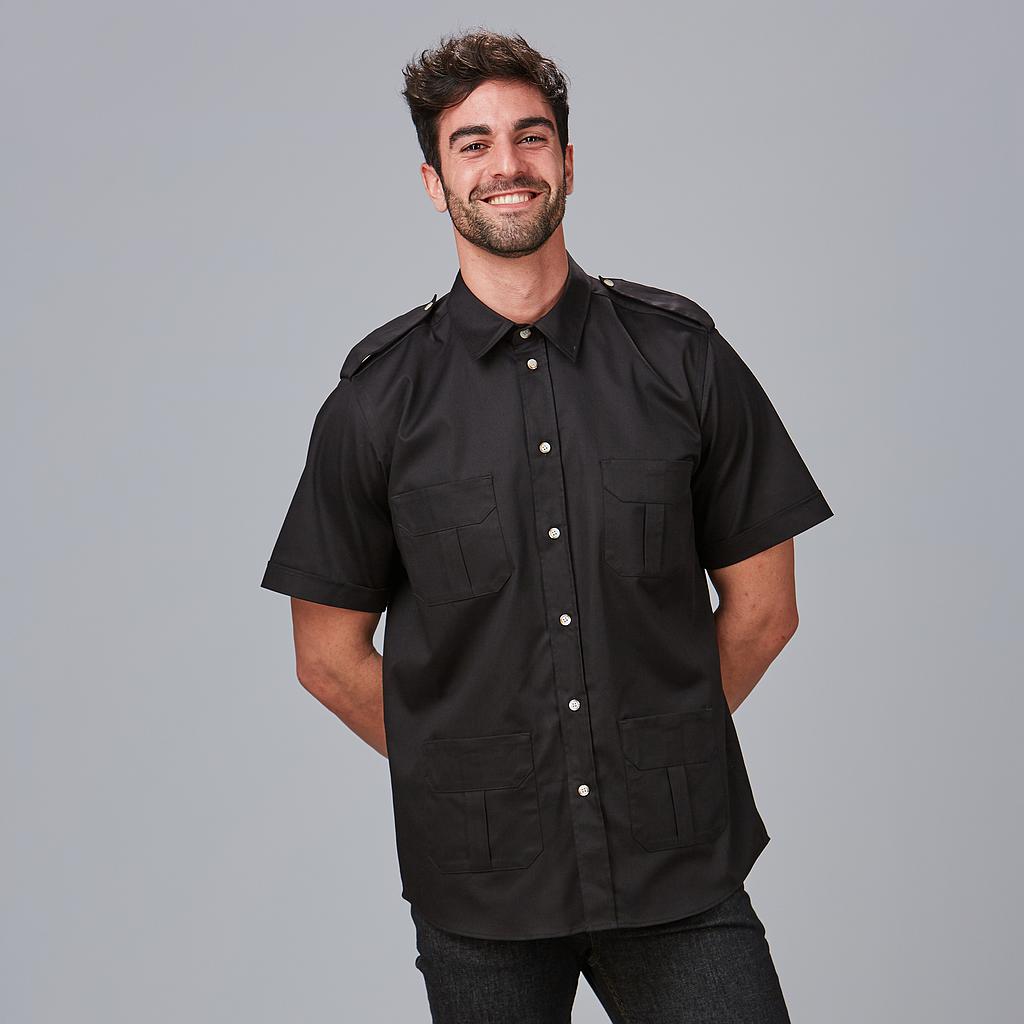 [600054-001-XS] CAMISA UNISEX SARGA ELÁSTICA CUATRO BOLSILLOS ACIRON 600054 (XS, 1 NEGRO)
