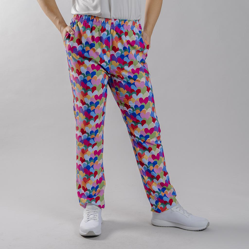 [700054-5149-XS] PANTALÓN UNISEX SARGA ORGÁNICA CORAZONES AGATHA 700054 (XS)