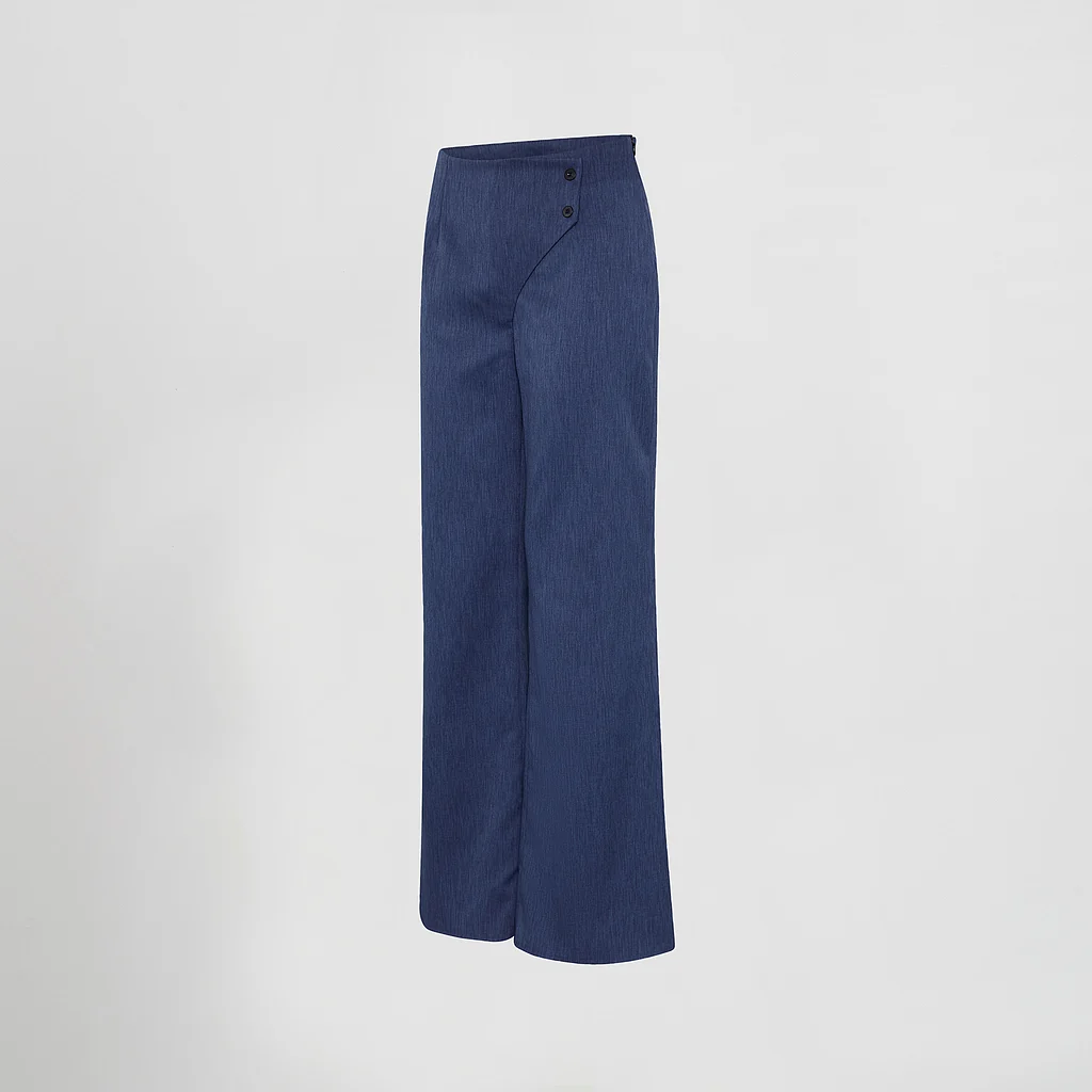 [700063-104-36] PANTALÓN MUJER BIELÁSTICO JASPEADO CRUZADO 700063 (36, 104 MARINO)