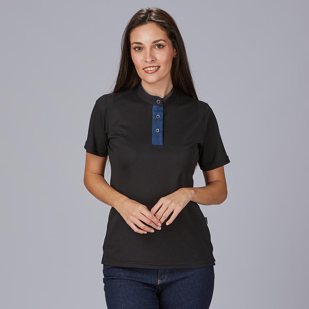 [853100-001-XS] POLO MUJER CUELLO MAO MANGA CORTA COOLMAX RED LINE 853100 (XS, 1 NEGRO)