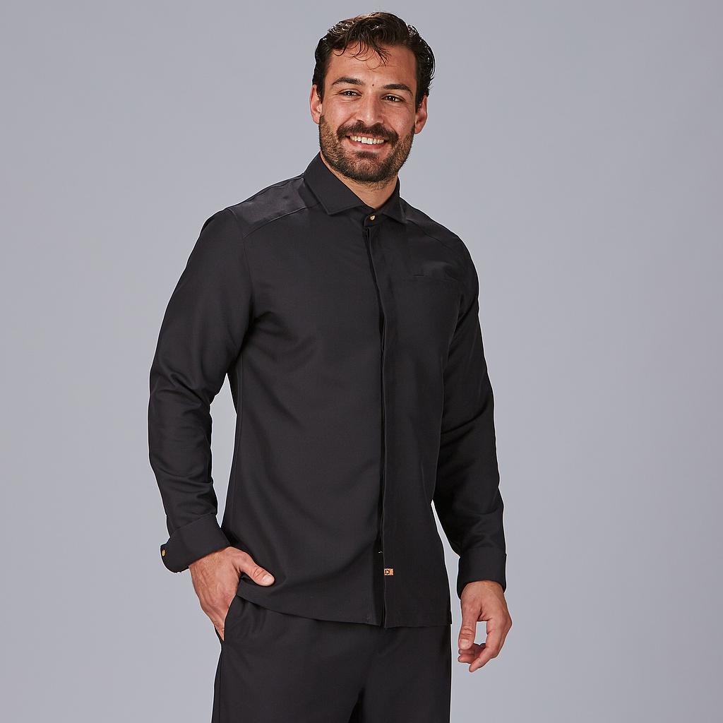 [930035-001-XS] CHAQUETA COCINA HOMBRE CUELLO ITALIANO BOTONES OCULTOS TOMMASO 930035 (XS, 1 NEGRO)