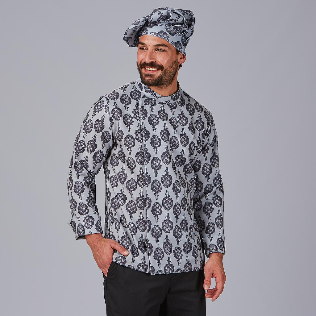 [930043-5163-XS] CHAQUETA COCINA UNISEX ESTAMPADA ALGODÓN ORGÁNICO AIR DRY VAZQUEZ 930043 (XS, 5163 ALCACHOFA)