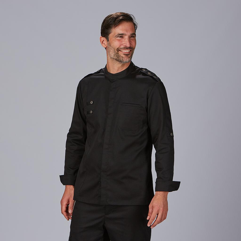 [930045-001-XS] CHAQUETA COCINA SATÉN ALGODÓN SEMIAJUSTADA TRANSPIRABLE CUETO 930045 (XS, 1 NEGRO)