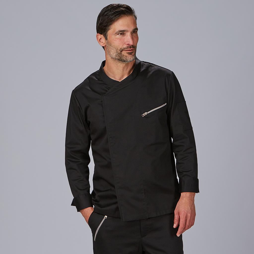 [930046-001-XS] CHAQUETA COCINA SATÉN ELÁSTICO TRANSPIRABLE VICO 930046 (XS, 1 NEGRO)