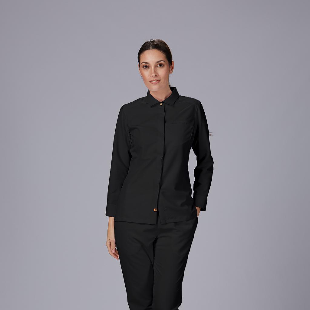 [930048-001-XS] CHAQUETA COCINA MUJER SEMIAJUSTADA MICROFIBRA RECICLADA MORAL 930048 (XS, 1 NEGRO)