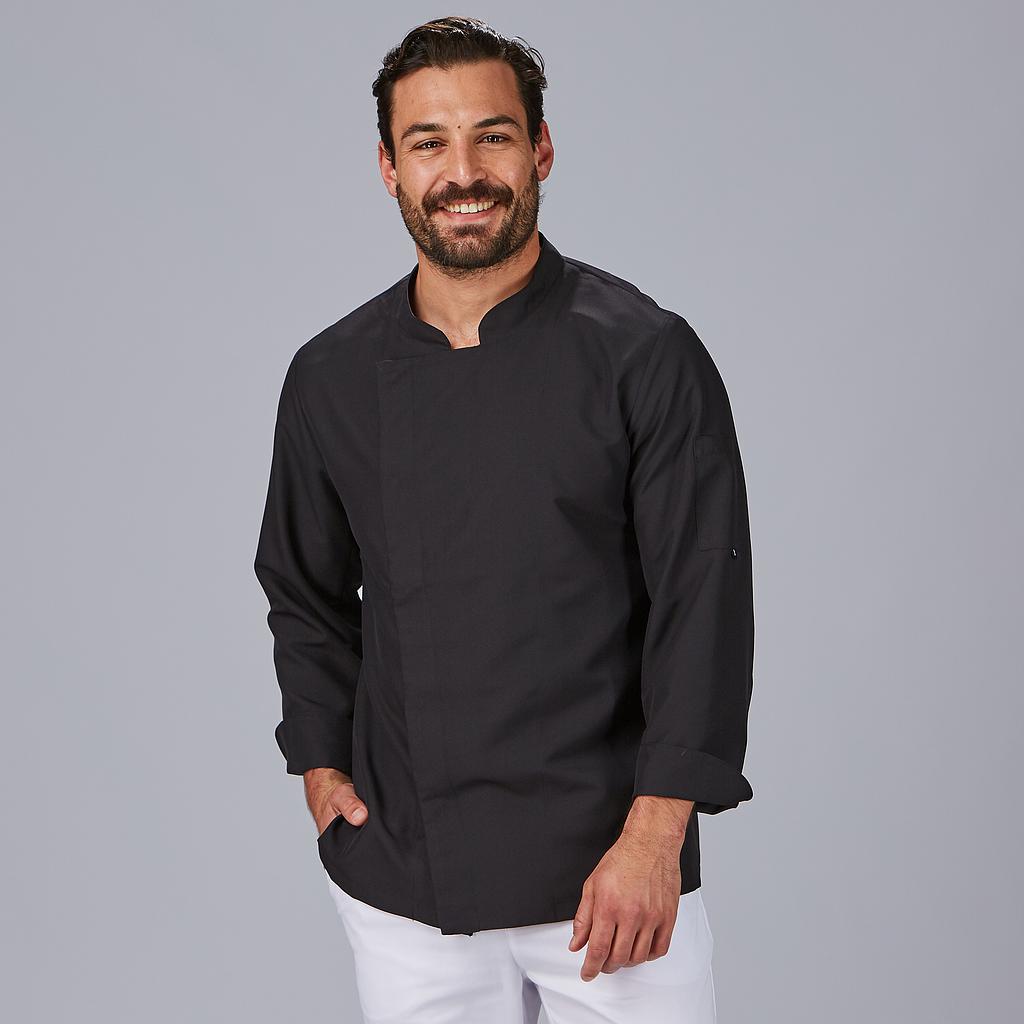 [943200-001-XXS] CHAQUETA COCINA UNISEX SARGA BOTONES OCULTOS MEJIA RED LINE 943200 (XXS, 1 NEGRO)