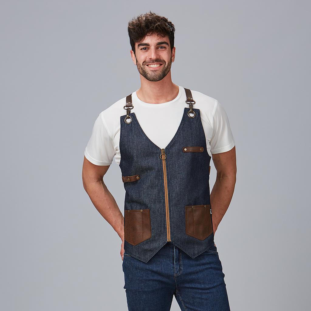 [950008-104-UD] CHALECO VAQUERO DETALLES PIEL AJUSTABLE KURUME 950008