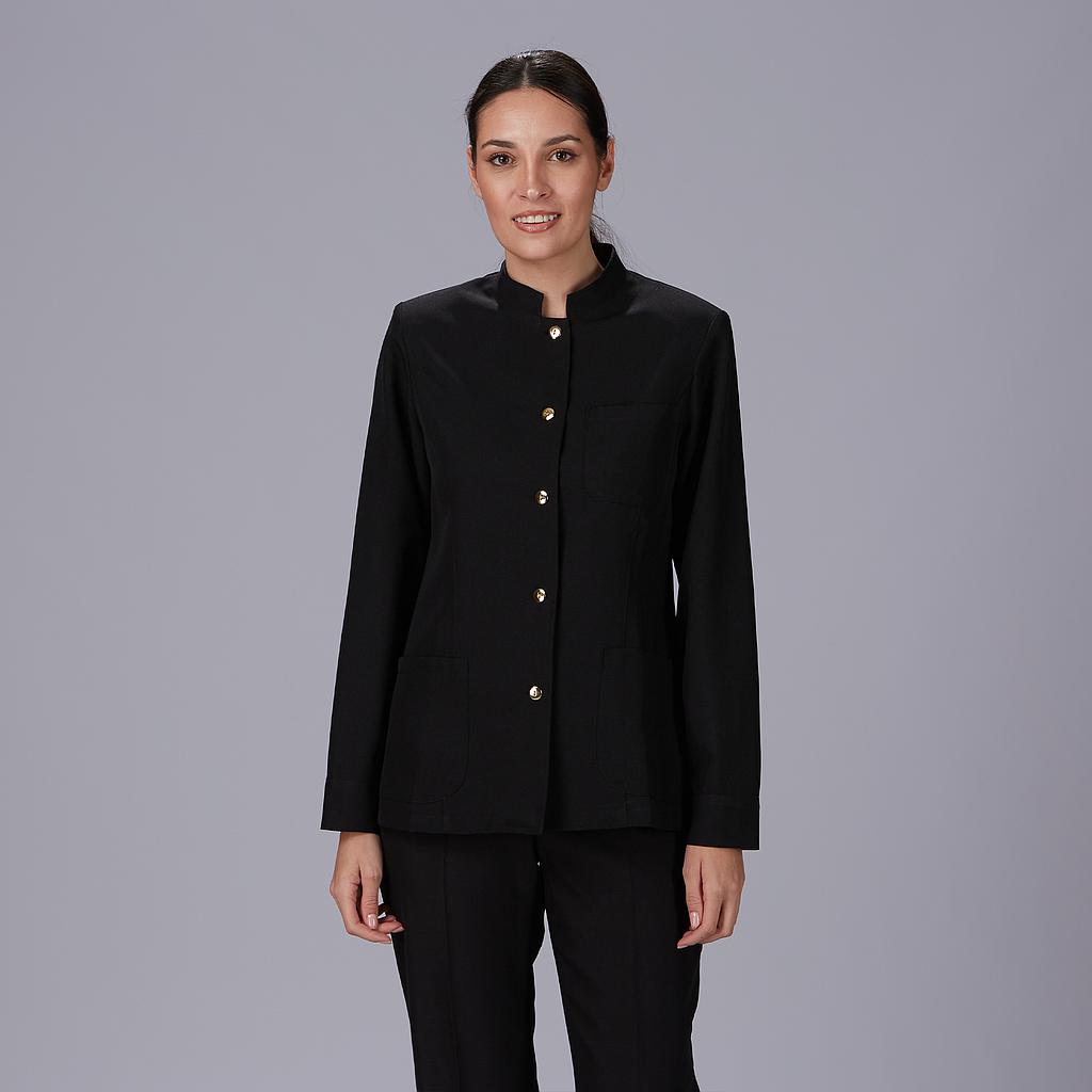 [963200-001-XS] CHAQUETA MUJER CUELLO MAO BOTONES DORADOS POLIÉSTER NEGRO 963200 (XS)