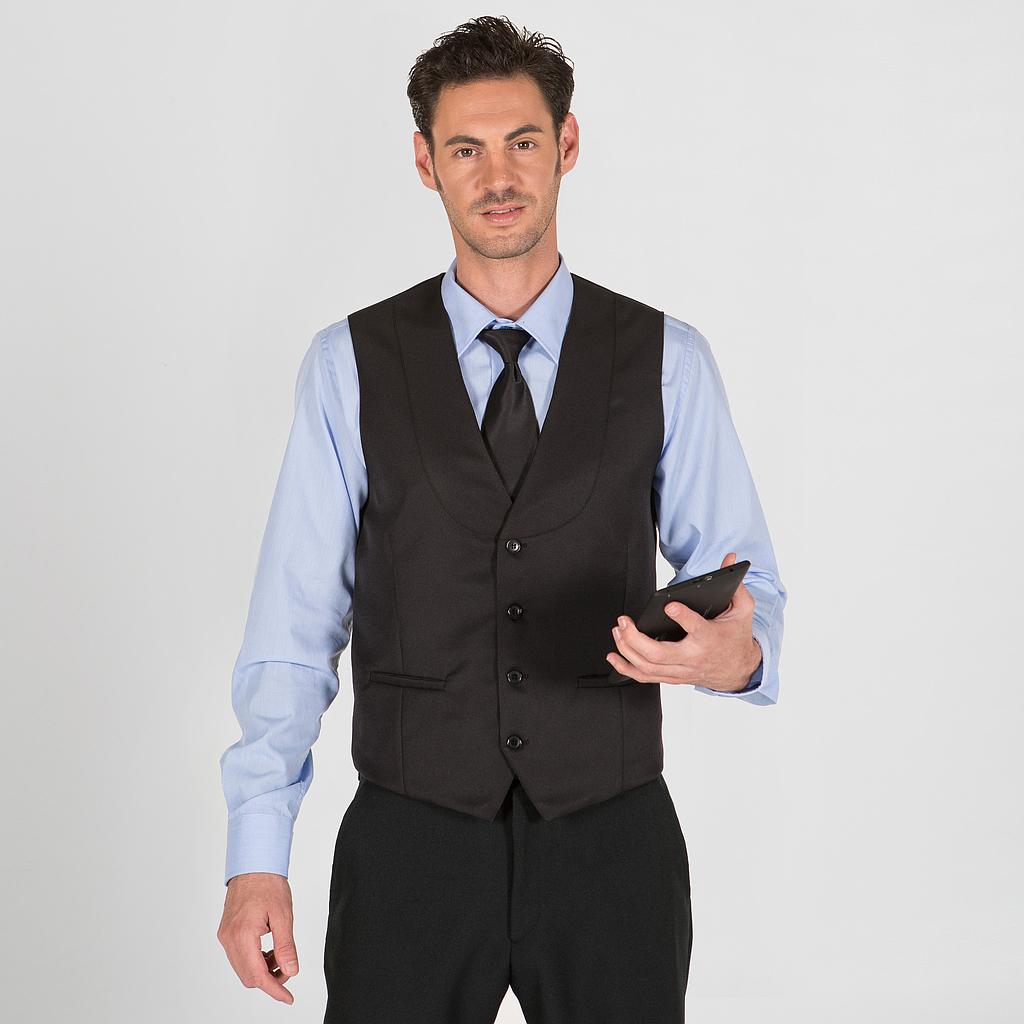 CHALECO CAMARERO CUELLO SMOKING BOLSILLOS VIVO NEGRO 990000