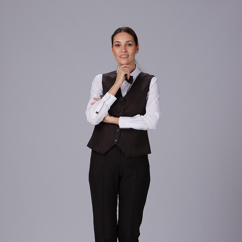 [993400-001-XS] CHALECO MUJER AJUSTADO ELEGANTE CON BOLSILLOS SARGA 993400 (XS)
