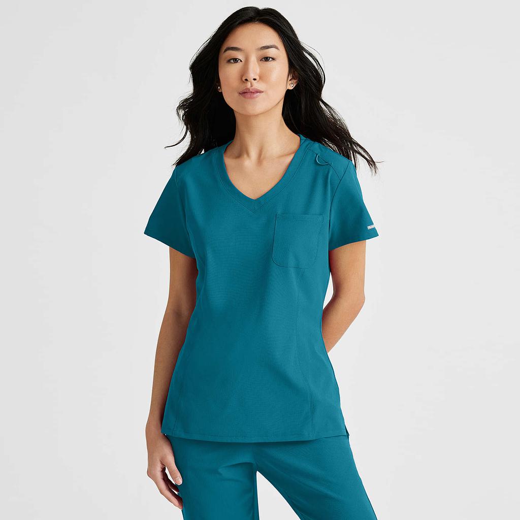 [SKT147-328-XS] BLUSA MÉDICA DOBLADILLO ACAMPANADO Y LAZO BARCO SKT147 (XS)
