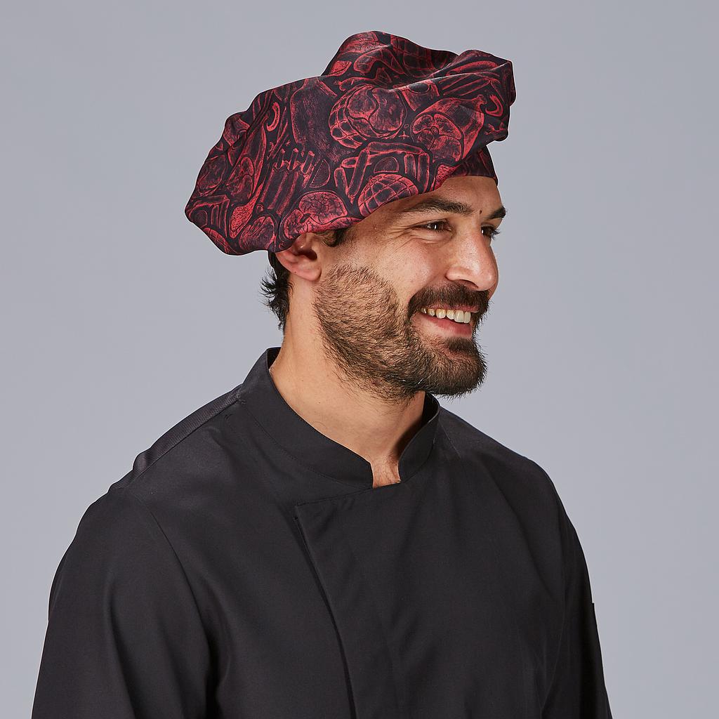[400016-5155-UD] GORRO MAGDALENA MICROFIBRA ESTAMPADO GRAN CHEF CIERRE VELCRO (5155 BIFE)