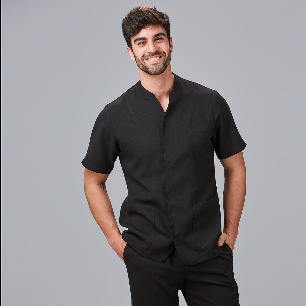 [600059-001-XS] CASACA MANGAS CORTA HOMBRE CHIMENEA CICLAMEN X.LINEN GARYS 600059 (XS, 1 NEGRO)