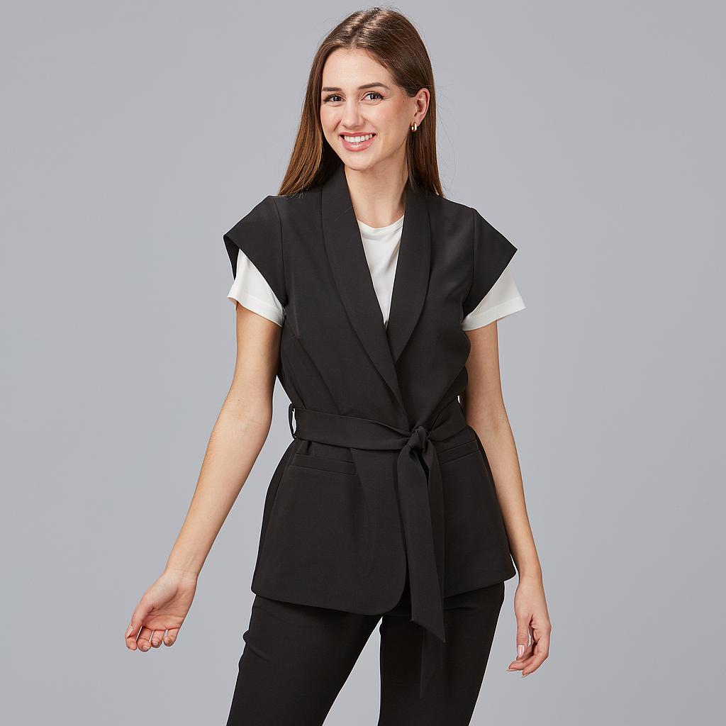 CHAQUETA SIN MANGA TIPO CASACA CUELLO SMOKING MELI 220GR 88%POLIESTER 2%ELASTAN