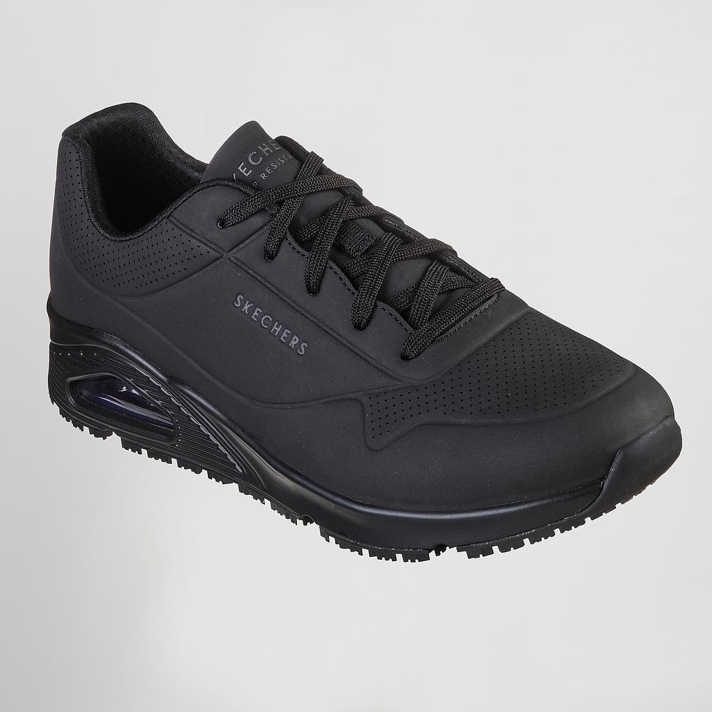 [SK200054EC-001-39.5] ZAPATO CRO CALADO ANTIDESLIZANTE SUELA AIR CERTIFICADO UNO PIEL SINTETICA (39.5, 1 NEGRO)