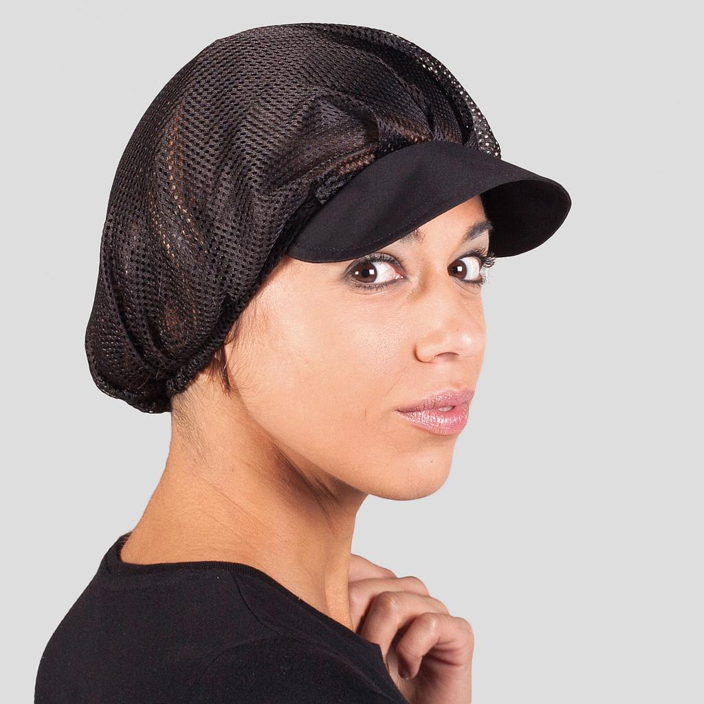 [416000-001-UD] COFIA REJILLA NEGRA VISERA LISA 100 % POLIESTER (1 NEGRO)