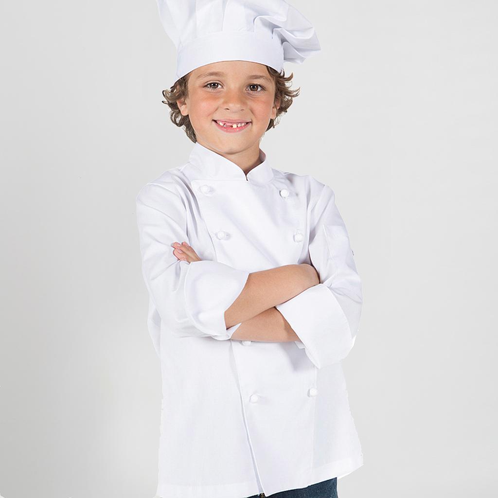 CHAQUETILLA NIÑO COCINA M/L BOTON BOLA BLANCA