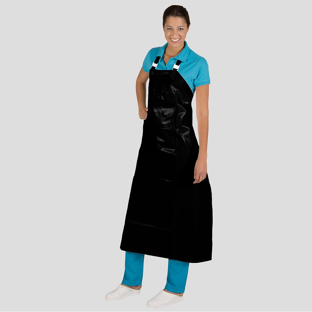 [126400-001-UD] DELANTAL PLASTIC POLIURETANO ARNES REGULABLE OLLADO NO METAL (1 NEGRO)