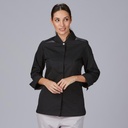 CHAQUETILLA COCINA SRA M/L NEGRA  VARELA BOTON OCULTO CANALE