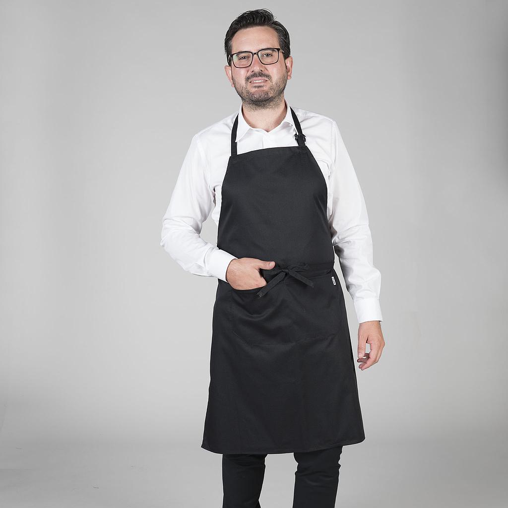 [116100-001-UD] DELANTAL PETO CON BOLSILLO 0.90X 0.75 100% POLIESTER GARYS (1 NEGRO)