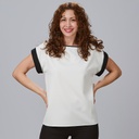 BLUSA M/C VUELTA FILOS NEGROS TEJIDO ELASTICO 11% 89% POLIES