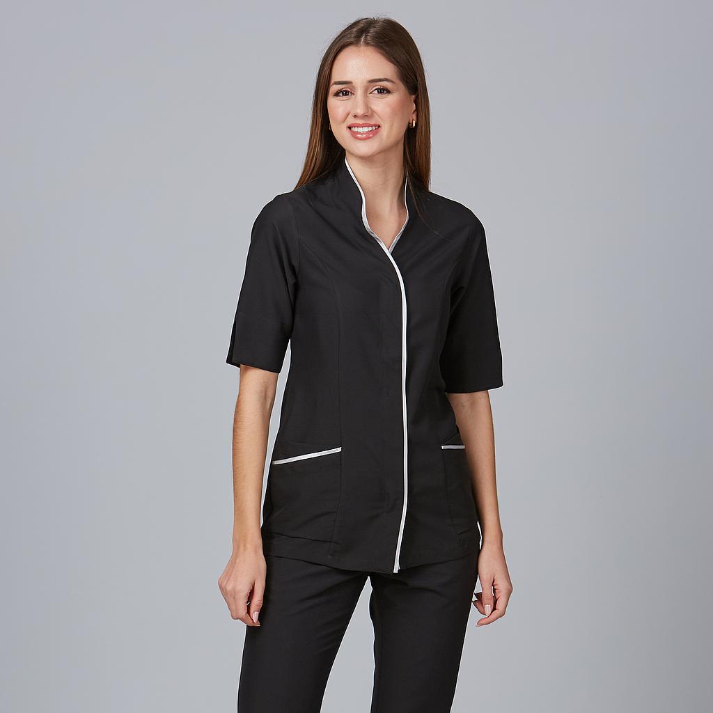 [652800-001-XS] CASACA SRA M/C LARGAS CUELLO CON FILO CREMLLERA ENTERA CUBA (XS, 1 NEGRO)