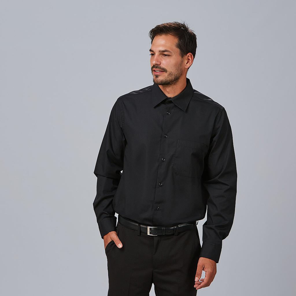 [295000-001-XS] CAMISA  M/L 1 BOLSILLO POPELIN CUELLO CAMISERO CANESU RECTO (XS, 1 NEGRO)