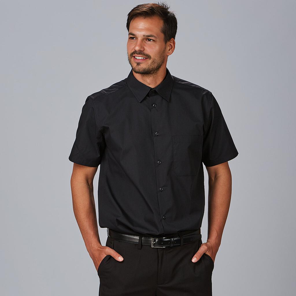 [295100-001-XS] CAMISA  M/C 1 BOLSILLO POPELIN CUELLO CAMISERO CANESU RECTO (XS, 1 NEGRO)