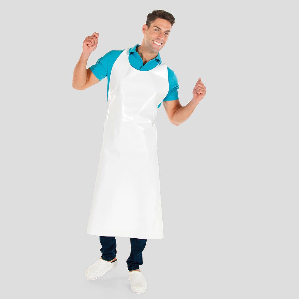 [126500-101-UD] DELANTAL PETO PLASTICO POLIURETANO SIN REGULACION LARGO (101 BLANCO)