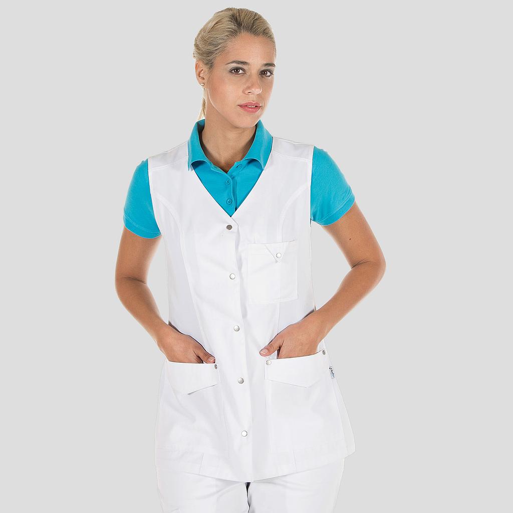 [657200-101-XS] CHAQUETILLA SIN MANGAS CHANTAL BOTON CLIC 65%POL 35%ALG 200G (XS, 101 BLANCO)