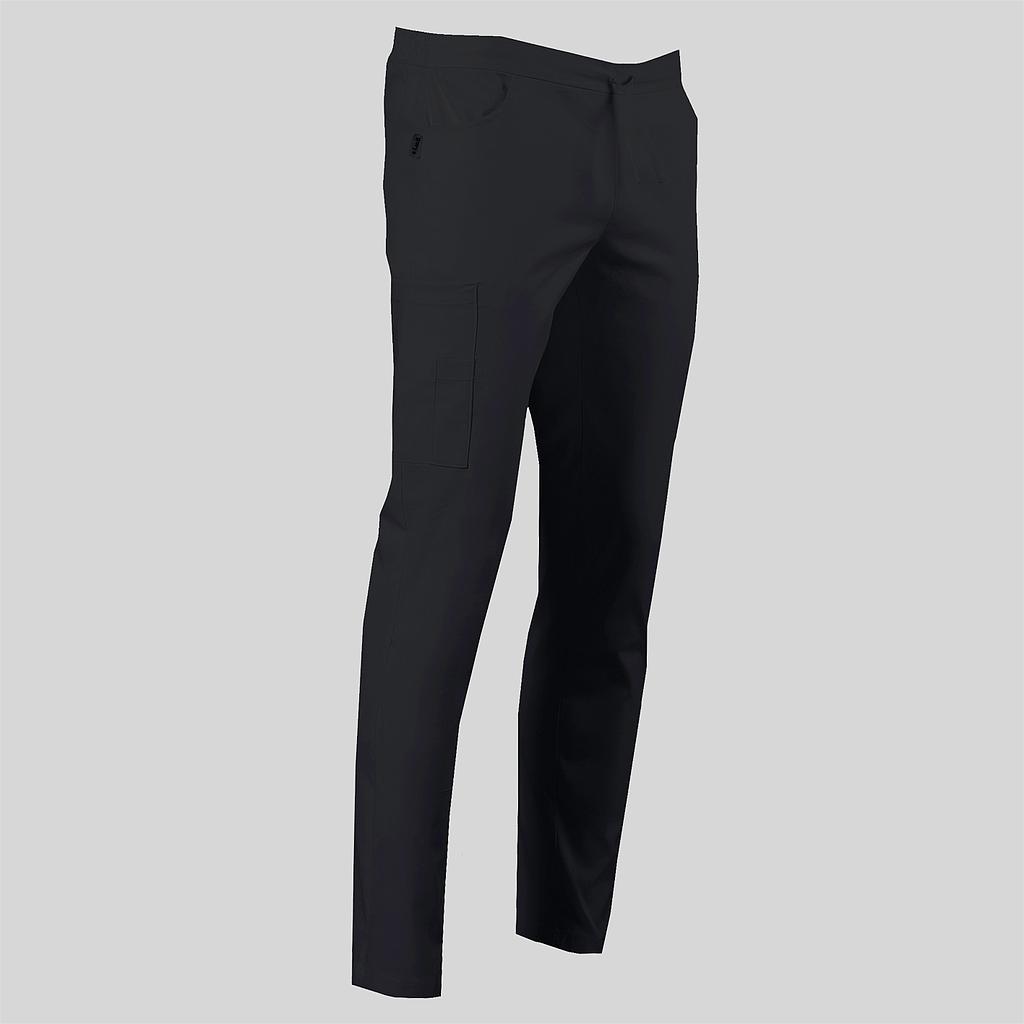 [703100-001-XS] PANTALON MEDIA GOMA CORDON BOLSILLO LATERAL TEJIDO ELASTICO (XS, 1 NEGRO)