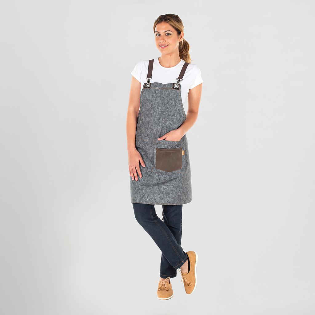 [155200-139-UD] DELANTAL PETO 74X80 CM TEJIDO ARPILLERA 250GR BOLSILLO GOBI (139 GRIS MARENGO)