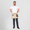 DELANTAL CORTO 100%POLIESTER  BOLSILLO MARRON POLIPIEL 38X65