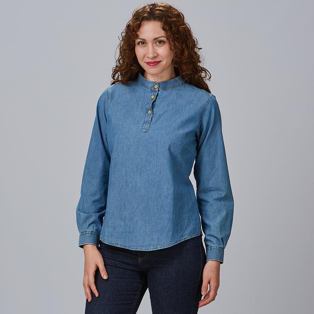 [242300-829-XS] BLUSA  M/L CAMISOLA CUELLO MAHO VAQUERA 124GR 100%ALG JULIA (XS)