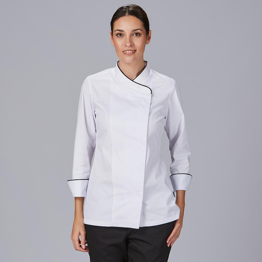 CHAQUETILLA COCINA SRA M/L NEGRO DANA TRANSPIRABLE FILO CUELLO 200GR 65%POL 35%ALG.