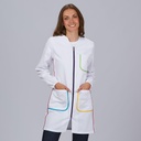 BATA BLANCA M/L FILOS BOLSILLOS BIES 200 GRAMOS 65%POLIESTER